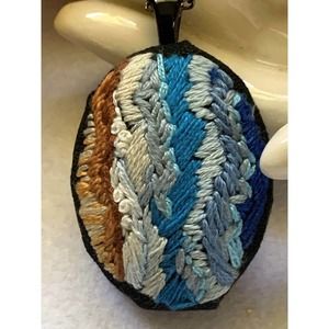 Waves on the Shore Embroidery Pendant Necklace